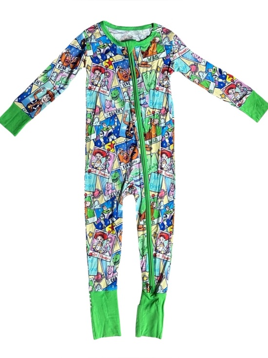little peanut bamboo Other - Toy Story Love You Disney Pixar Printed Green-Trim Kids Footie One Piece PJs